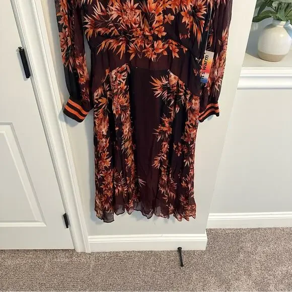 NWT warm NY Orange Floral Long Sleeve Maxi Dress 3 Large - Picture 14 of 14